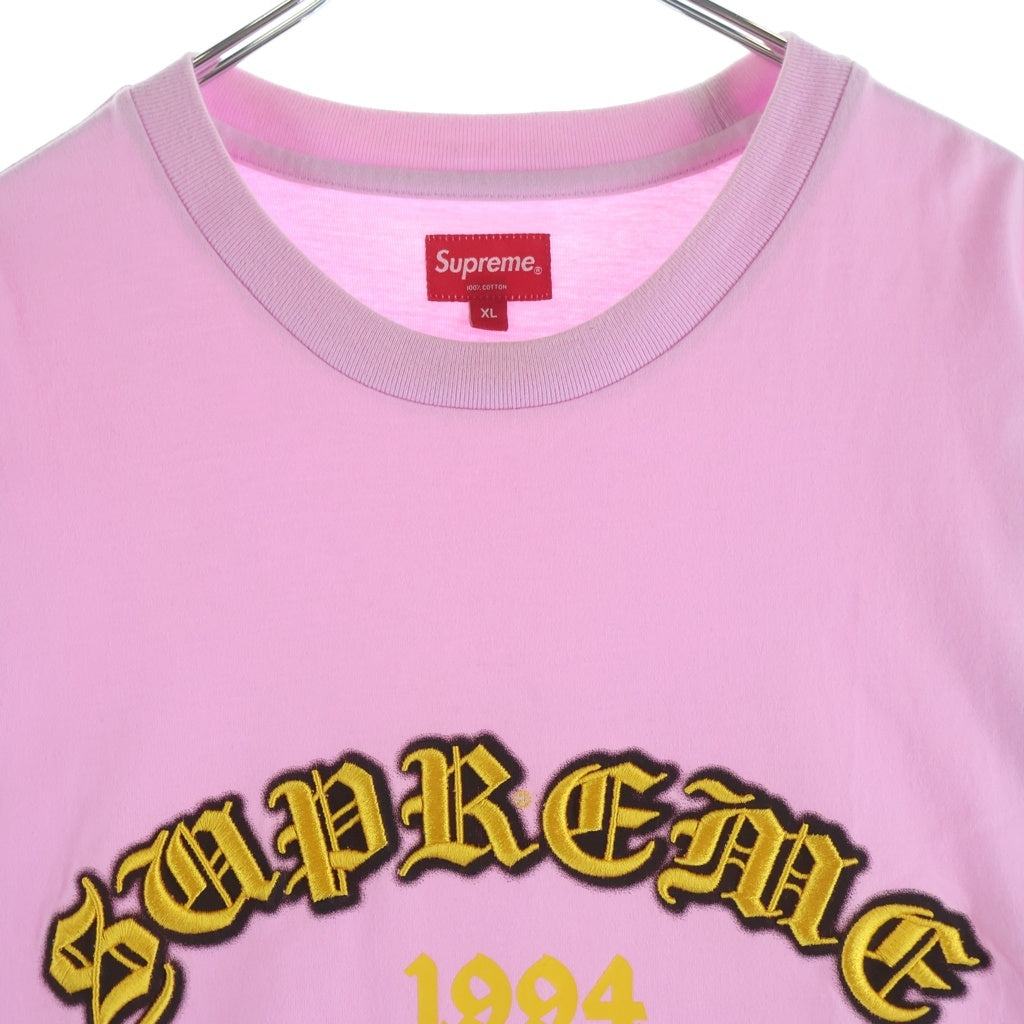 SUPREME(シュプリーム) 22SS Old English Glow S/S Top オールドイングリッシュ グロウ ロゴ刺繍 半袖Tシャツ ピンク
