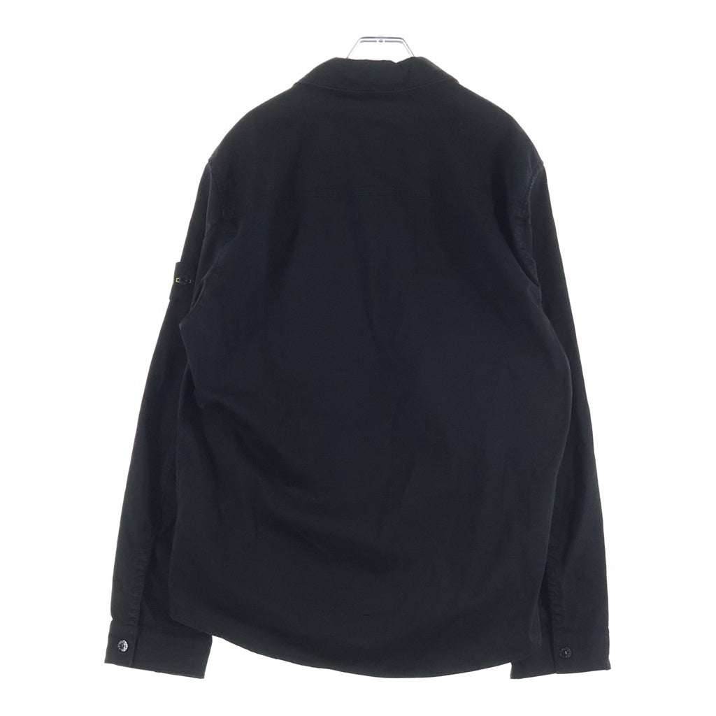 STONE ISLAND(ストーンアイランド) STRETCH ORGANIC COTTON SATIN SHIRT JACKET ストレッチ オーガニック コットン サテン シャツジャケット ブラック L1S151200015