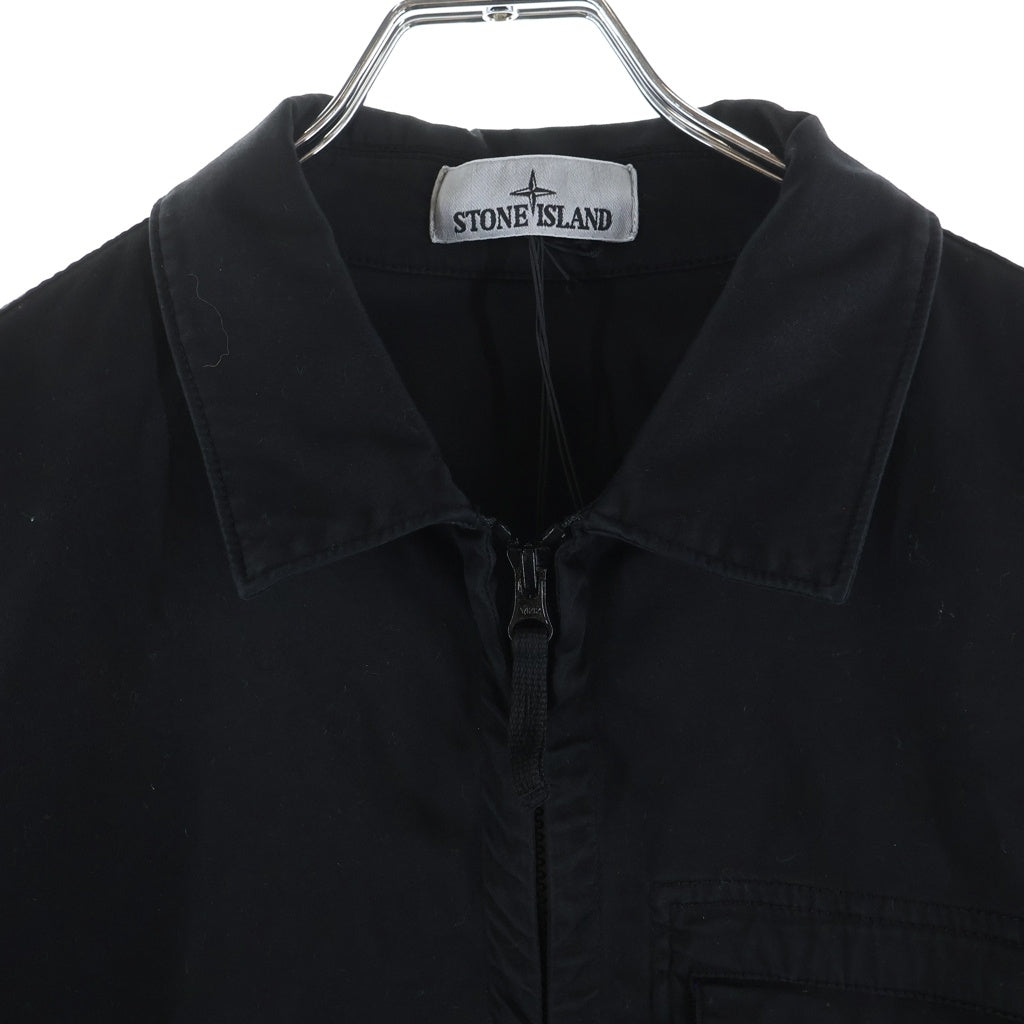 STONE ISLAND(ストーンアイランド) STRETCH ORGANIC COTTON SATIN SHIRT JACKET ストレッチ オーガニック コットン サテン シャツジャケット ブラック L1S151200015