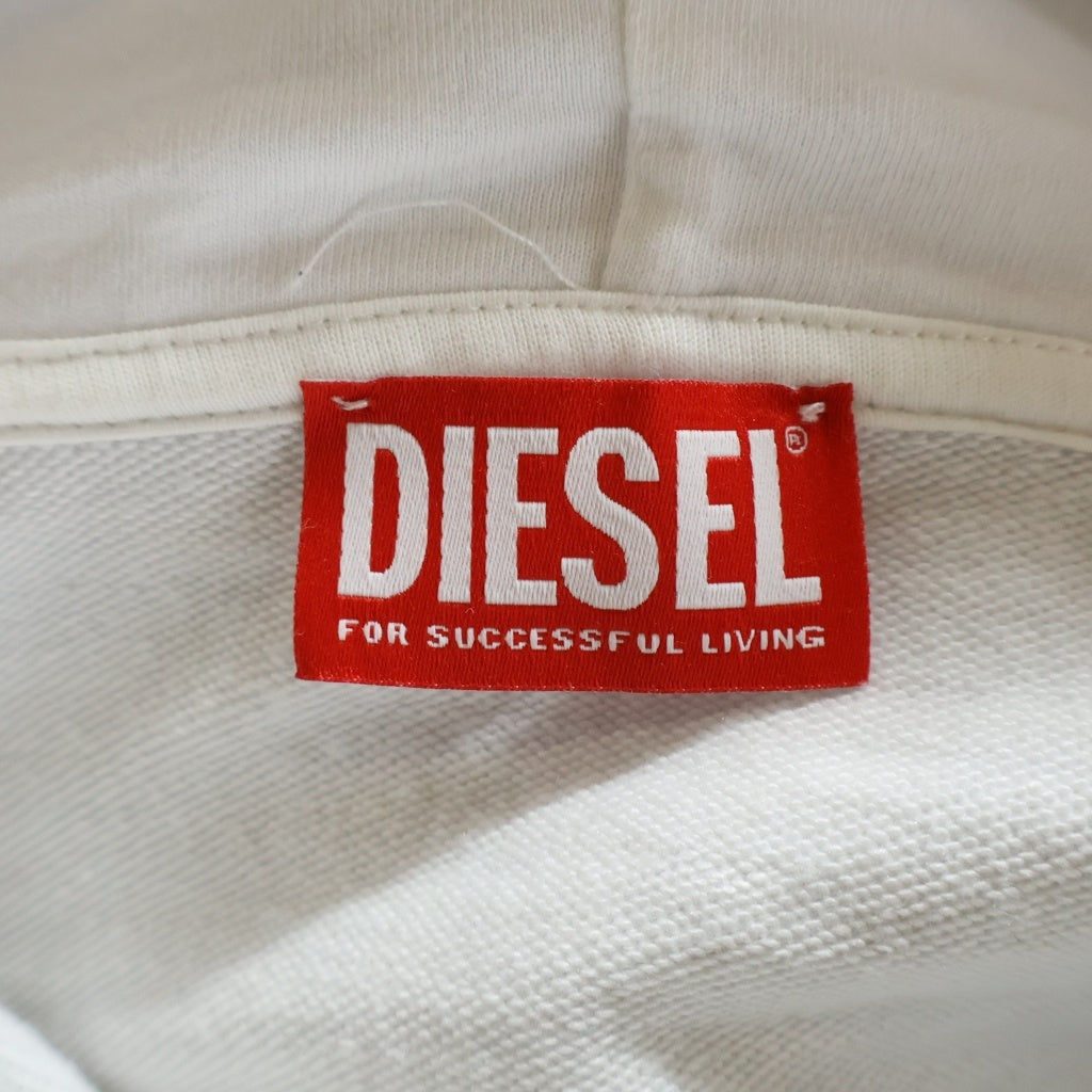 DIESEL(ディーゼル) Dロゴ プリント プルオーバー フーデッド パーカー ホワイト A15725