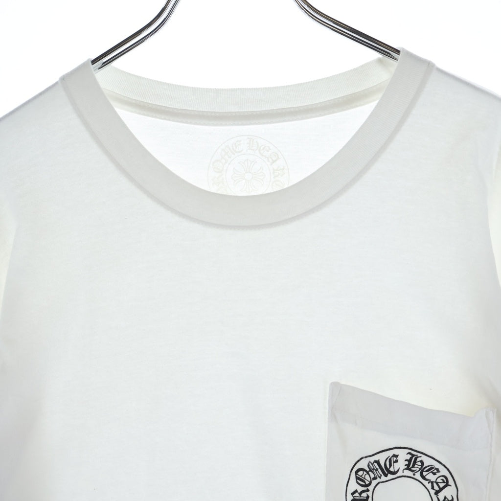 CHROME HEARTS(クロムハーツ) FLRL CRS HORSESHOE L/S バックホースシュー 袖フローラル ロングスリーブ 長袖Tシャツ カットソー ホワイト