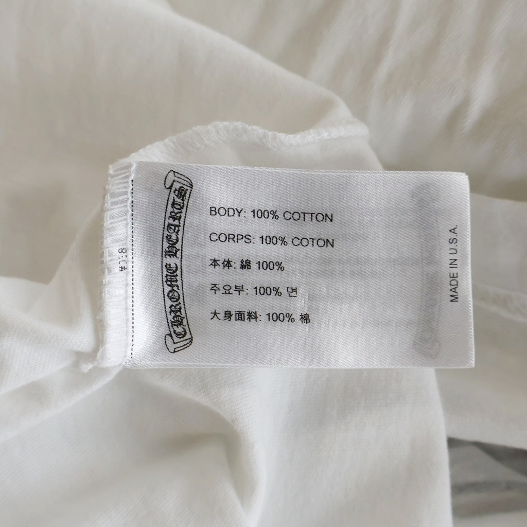 CHROME HEARTS(クロムハーツ) FLRL CRS HORSESHOE L/S バックホースシュー 袖フローラル ロングスリーブ 長袖Tシャツ カットソー ホワイト