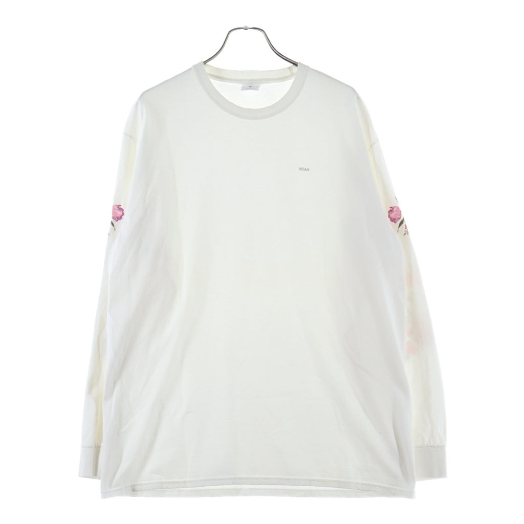 NOAH(ノア) Floral L/S Tee アームフローラルプリント クルーネック 長袖Tシャツ カットソー ホワイト
