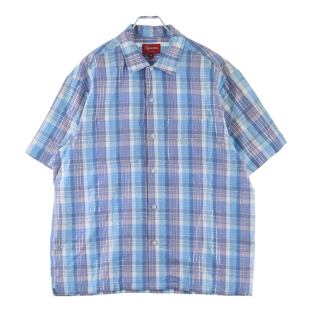 SUPREME(シュプリーム) 23SS Metallic Plaid S/S Shirt メタリック プレイド チェック柄 半袖シャツ ブルー