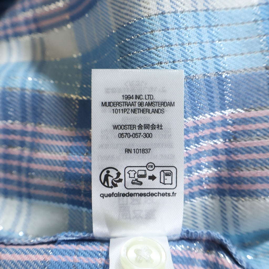 SUPREME(シュプリーム) 23SS Metallic Plaid S/S Shirt メタリック プレイド チェック柄 半袖シャツ ブルー