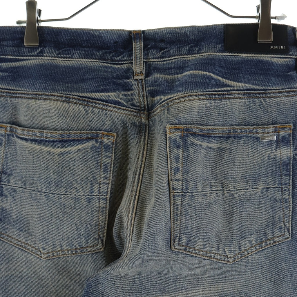 AMIRI(アミリ) ダメージ加工 ブーツ加工 ウォッシュド ストレートデニムパンツ ジーンズ インディゴ SRPS24MDF022SMRBC00
