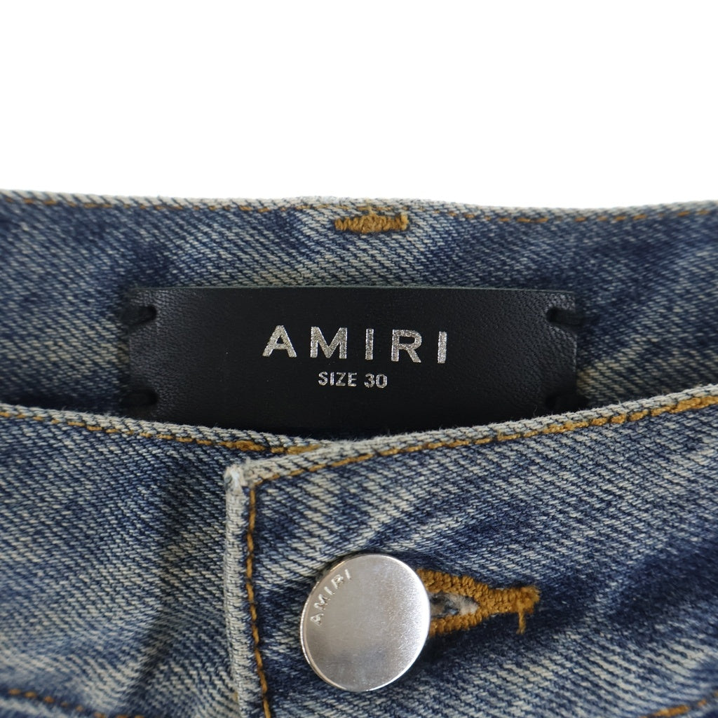 AMIRI(アミリ) ダメージ加工 ブーツ加工 ウォッシュド ストレートデニムパンツ ジーンズ インディゴ SRPS24MDF022SMRBC00