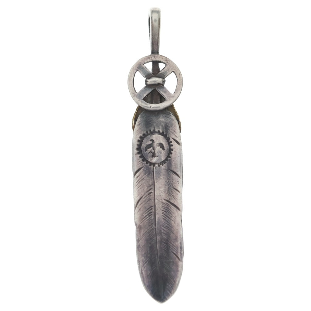 goro's(ゴローズ) ハートホイールフェザー大 ペンダントトップ シルバー/ゴールド BGA049