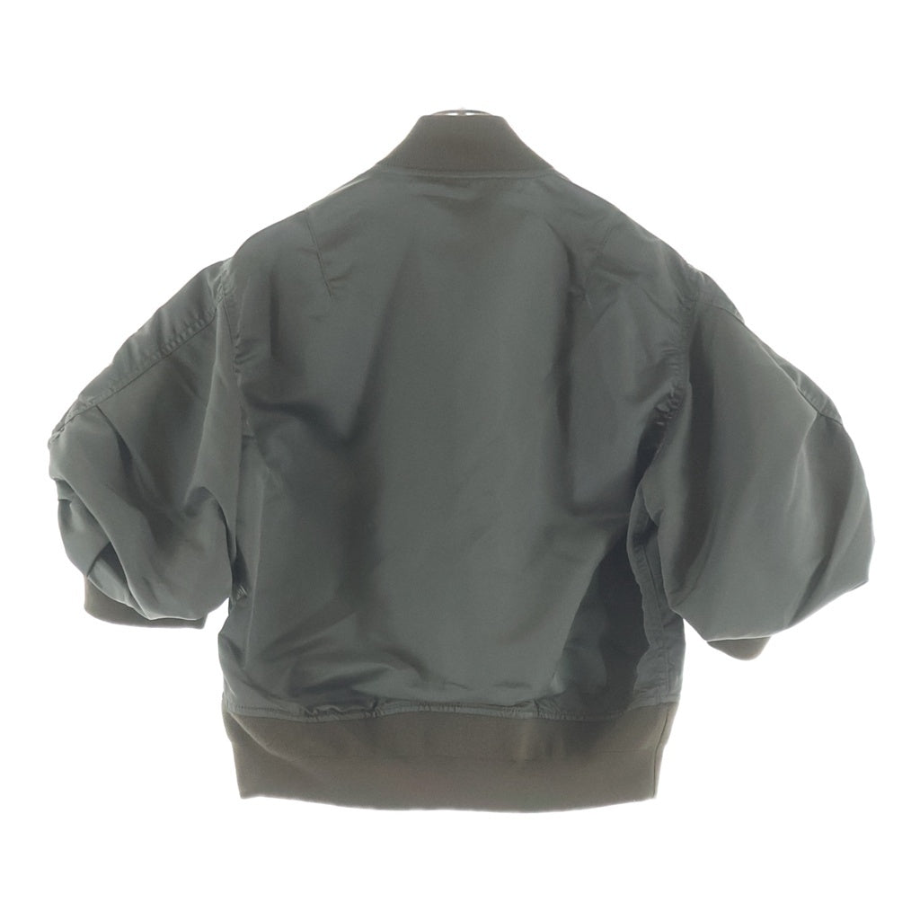 Sacai(サカイ) 24SS Nylon Twill Blouson Jacket ナイロン ツイル 半袖 ジップアップ ブルゾン MA-1 ジャケット カーキ レディース 24-07084