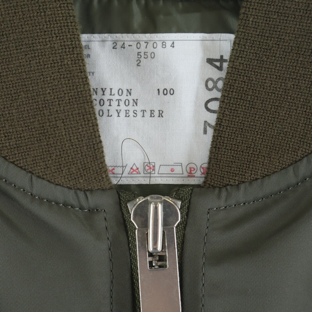 Sacai(サカイ) 24SS Nylon Twill Blouson Jacket ナイロン ツイル 半袖 ジップアップ ブルゾン MA-1 ジャケット カーキ レディース 24-07084