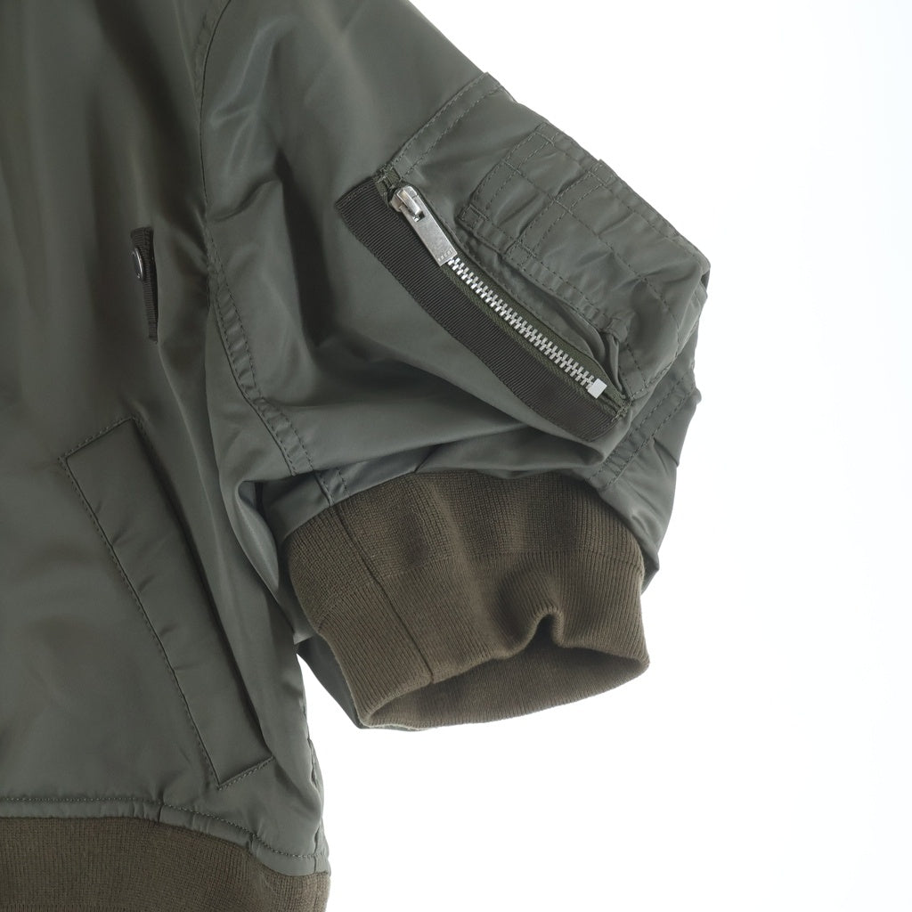 Sacai(サカイ) 24SS Nylon Twill Blouson Jacket ナイロン ツイル 半袖 ジップアップ ブルゾン MA-1 ジャケット カーキ レディース 24-07084