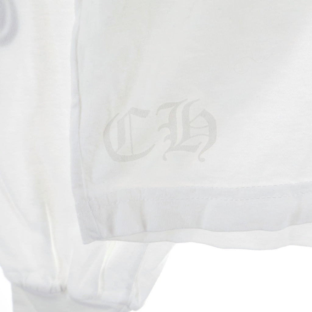 CHROME HEARTS(クロムハーツ) FLRL CRS HORSESHOE L/S バックホースシュー 袖フローラル ロングスリーブ 長袖Tシャツ カットソー ホワイト