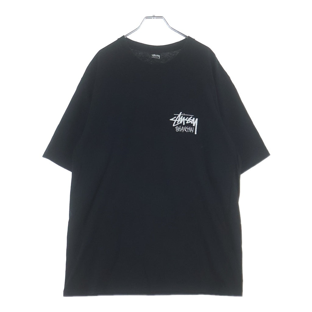 STUSSY(ステューシー) Shanghai Limited ストックロゴ 上海限定 ロゴプリント クルーネック半袖Tシャツ カットソー ブラック