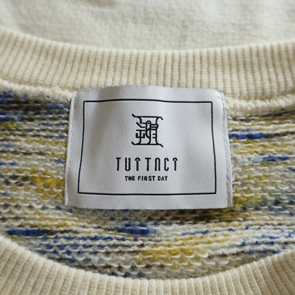 NO BRAND(ノーブランド) TUITACI(ツィタシ) 25SS 裏地メランジ ニット 胸ポケット クルーネック スウェット トレーナー アイボリー T25SS-C06
