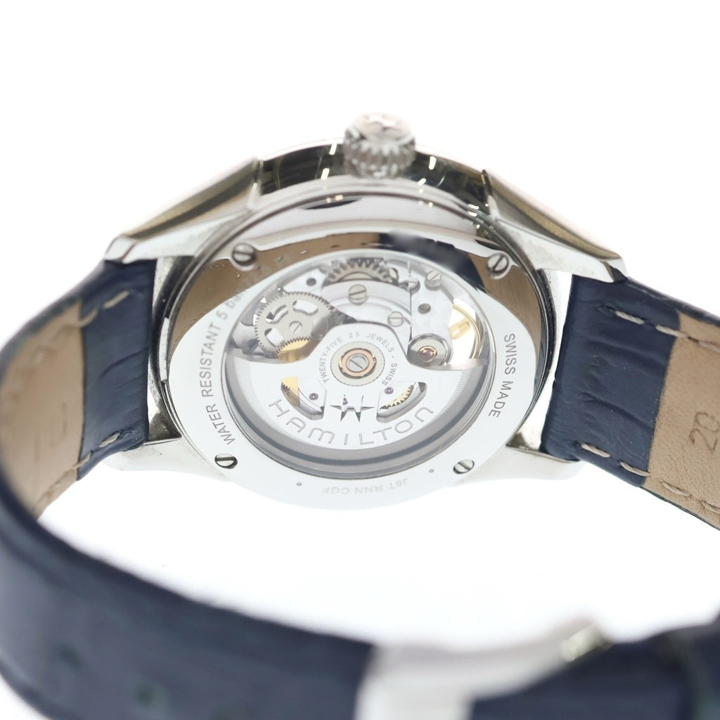 HAMILTON(ハミルトン) Jazzmaster Skeleton Auto ジャズマスター スケルトン オート 自動巻き 型押しレザー ウォッチブレス 腕時計 シルバー/ネイビー H42535610