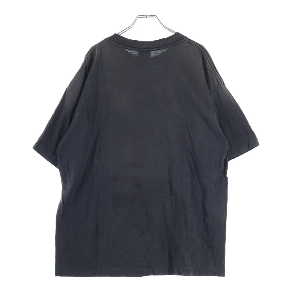 SAINT MICHAEL(セントマイケル) 25SS HEART TEE ヴィンテージ加工 ハートプリント半袖Tシャツ クルーネックカットソー ブラック SM-HR8-0000-001