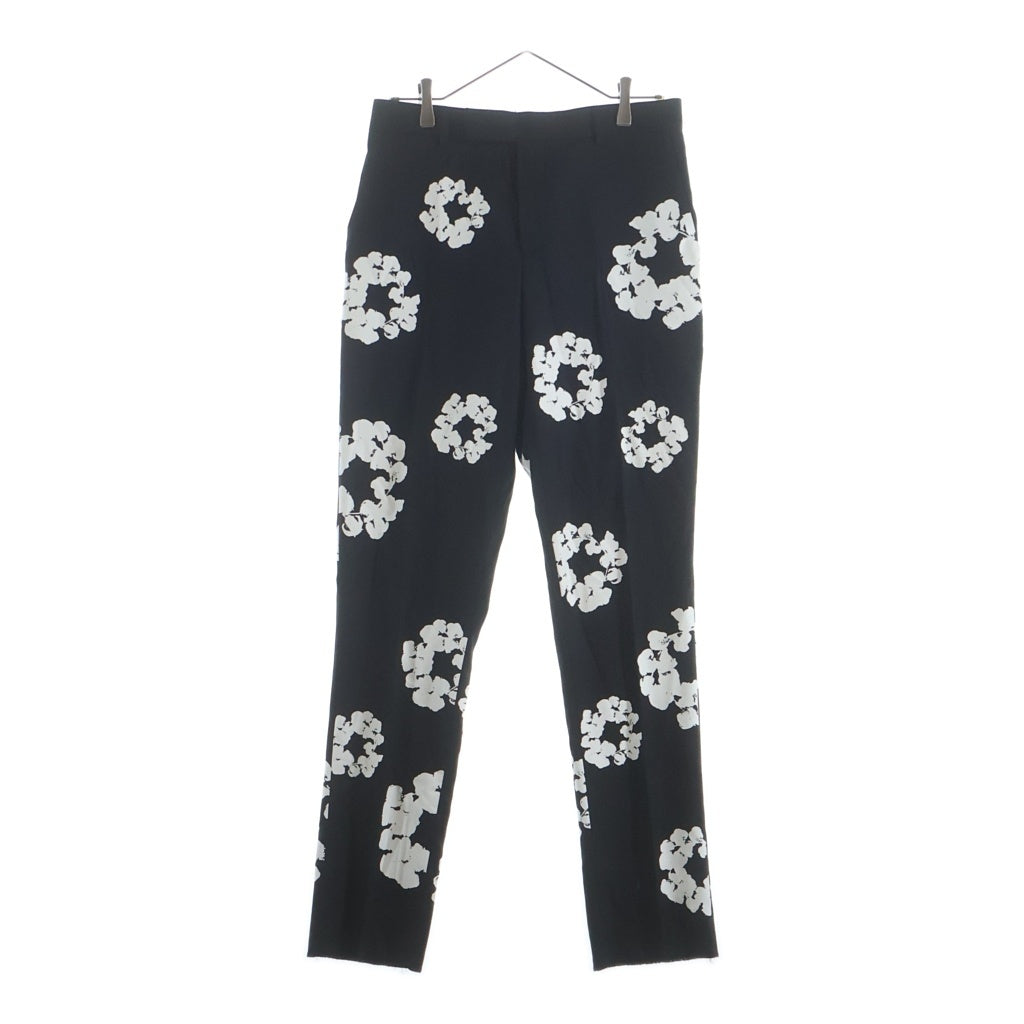 SAINT MICHAEL(セントマイケル) 24AW × DENIM TEARS DT_SLACKS/CT WRTH デニムティアーズ フラワー スラックスパンツ ブラック SM-YS1-0000-C49