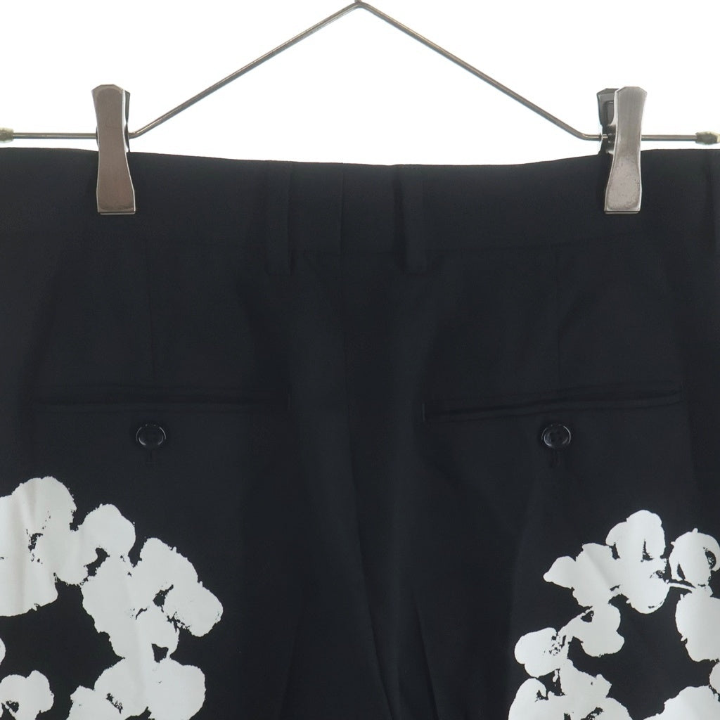 SAINT MICHAEL(セントマイケル) 24AW × DENIM TEARS DT_SLACKS/CT WRTH デニムティアーズ フラワー スラックスパンツ ブラック SM-YS1-0000-C49