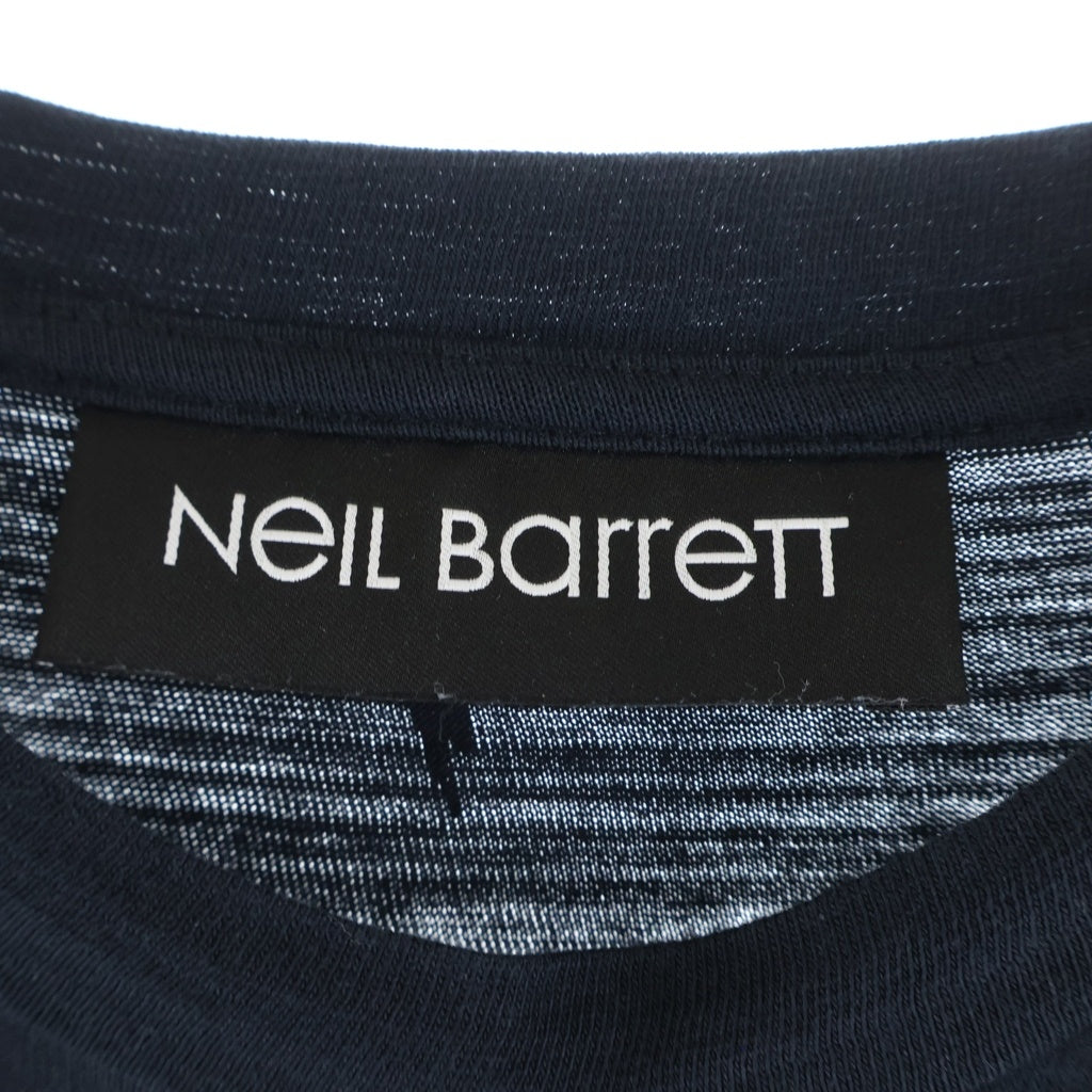 Neil Barrett(ニール バレット) Neck Lightning S/S Tee ネック ライトニング フロントプリント 裾切替 半袖 Tシャツ カットソー ブラック PBJT123S B514S