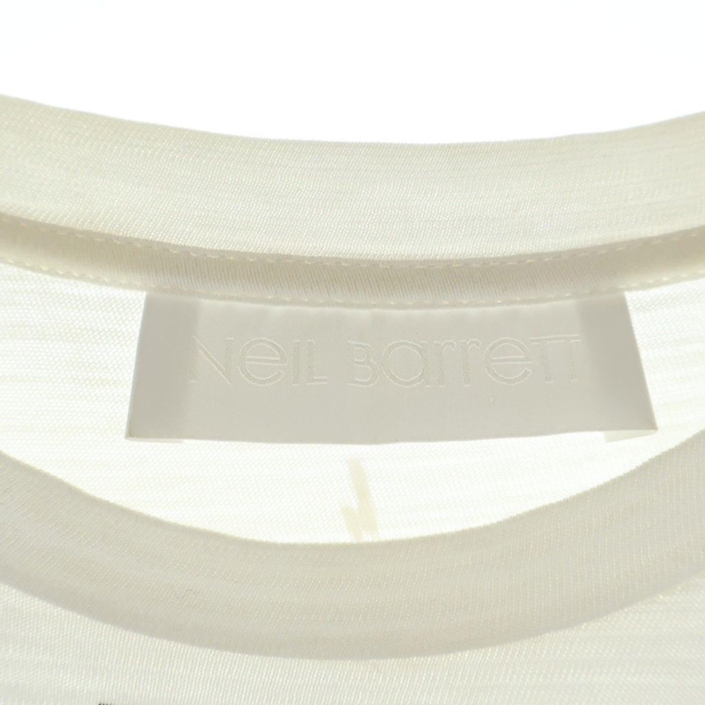 Neil Barrett(ニール バレット) Neck Lightning S/S Tee ネック ライトニング フロントプリント 裾切替 半袖 Tシャツ カットソー ホワイト PBJT123S B514S
