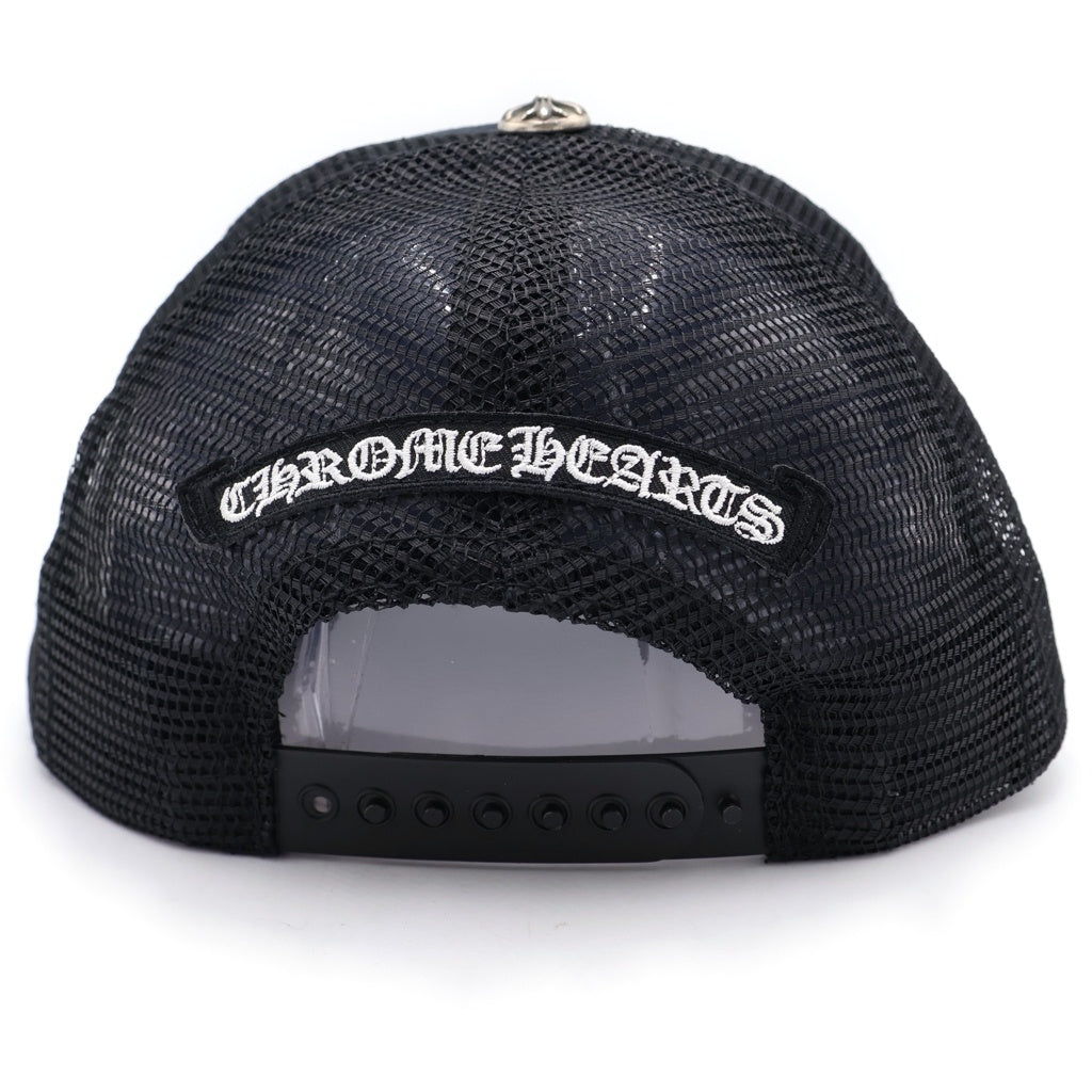CHROME HEARTS(クロムハーツ) TRUCKER CAP トラッカーキャップ 3セメタリークロス レザーパッチ 帽子 ブラック