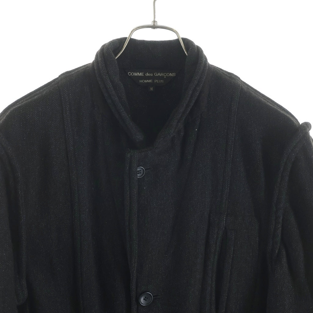 COMME des GARCONS HOMME PLUS(コムデギャルソンオムプリュス) 90s ウール ナイロン 縮絨 ツイード テーラード ジャケット ブラック PJ-04005M
