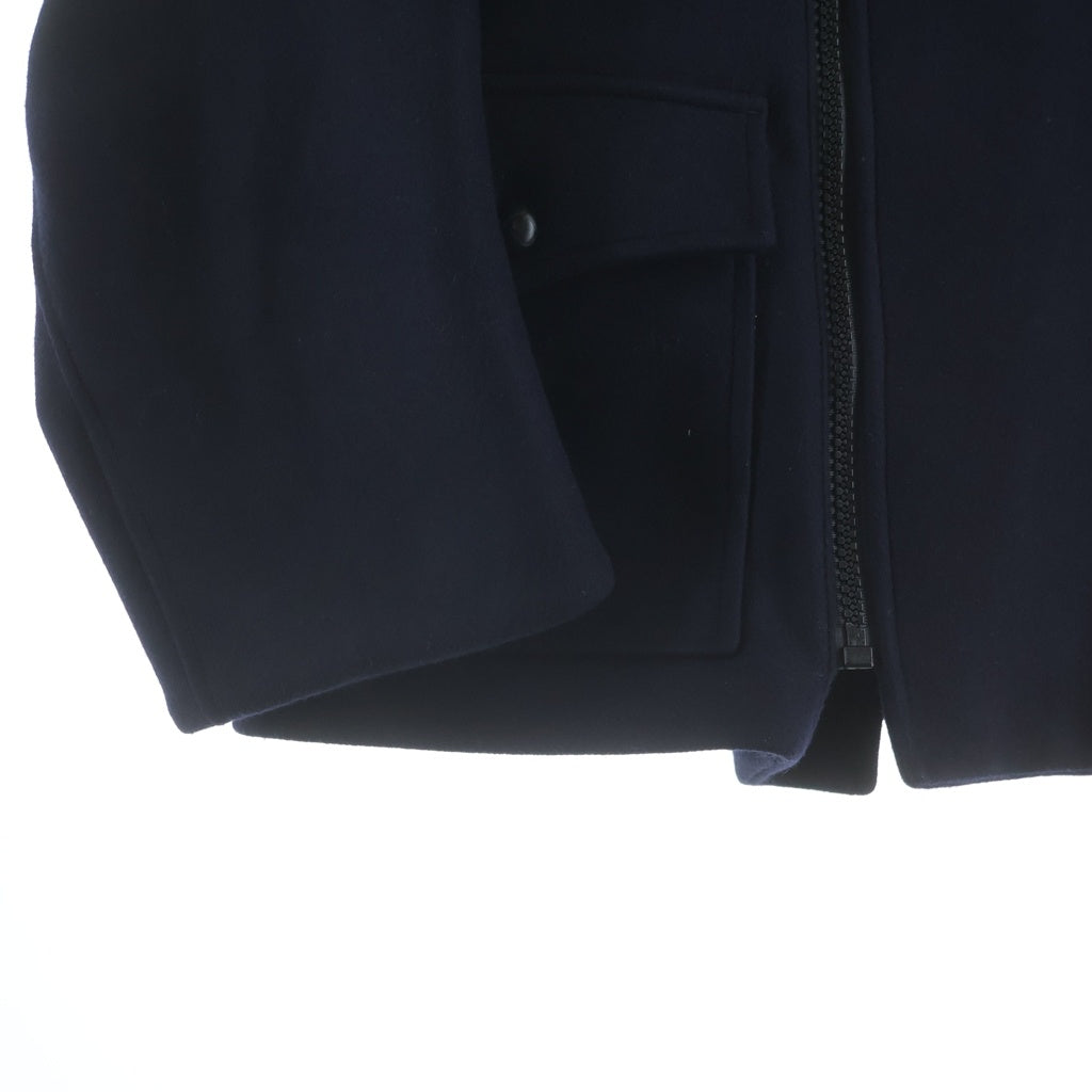 NO BRAND(ノーブランド) 【Mister it ミスターイット】メルトン ウール ライダース ジャケット コート ネイビー manu-23aw