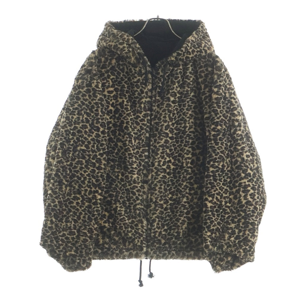 STUSSY(ステューシー) REVERSIBLE HOODED JACKET リバーシブル レオパード ジップアップ ジャケット フーディ ブルゾン ブラック/ベージュ 115919