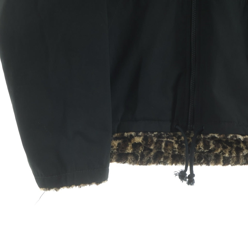 STUSSY(ステューシー) REVERSIBLE HOODED JACKET リバーシブル レオパード ジップアップ ジャケット フーディ ブルゾン ブラック/ベージュ 115919