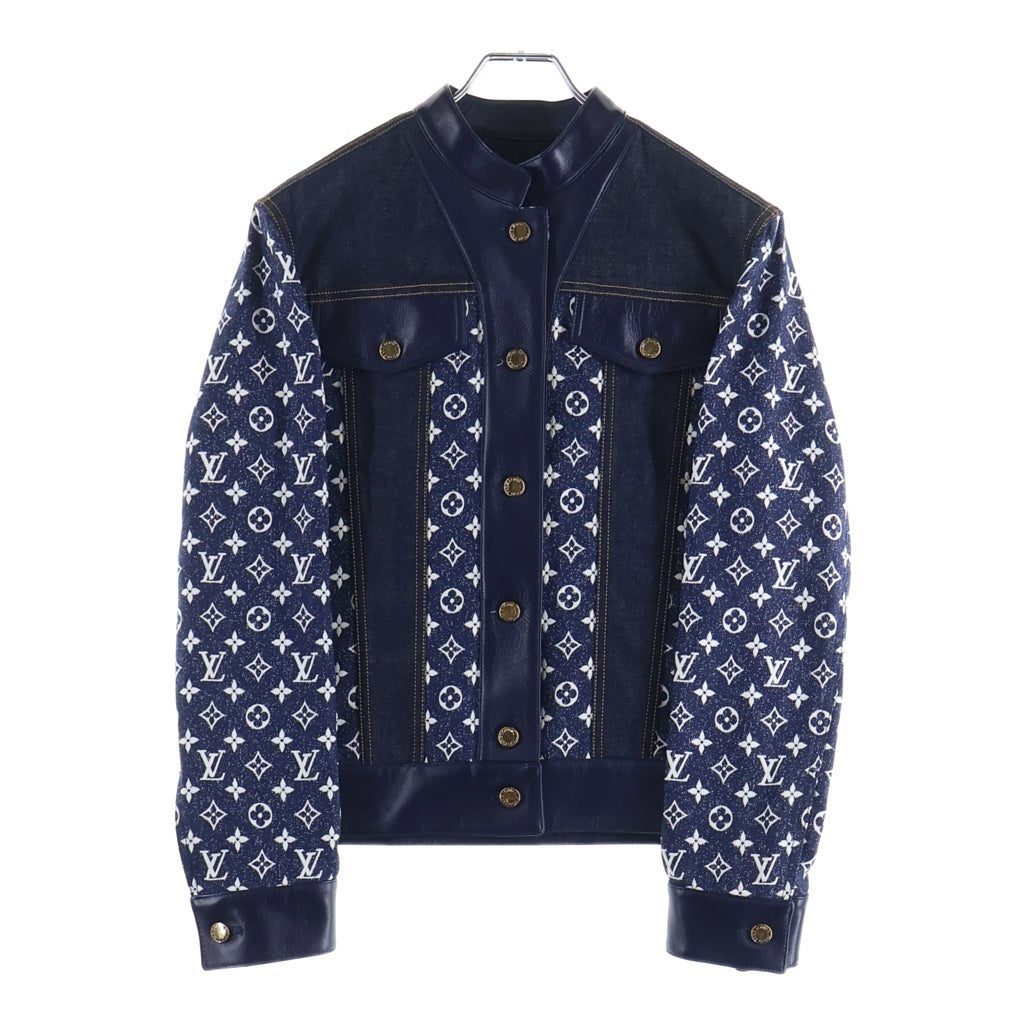 LOUIS VUITTON(ルイヴィトン) 24SS モノグラム総柄 レザー切替 デニムトラッカージャケット ネイビー レディース RW241WW LO3 FQJA14