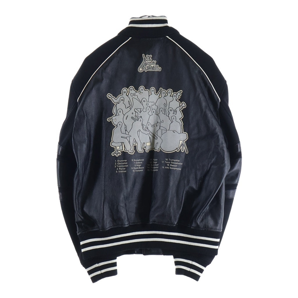 LOUIS VUITTON(ルイヴィトン) 23SS グラフィックプリント レザーバーシティジャケット スタジャン ブルゾン ブラック RM231M U35 HOL07E