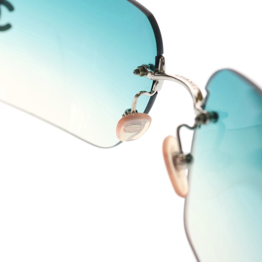 CHANEL(シャネル) 4017-D ココマーク ラインストーン リムレス サングラス 眼鏡 アイウェア シルバー/ブルー レディース