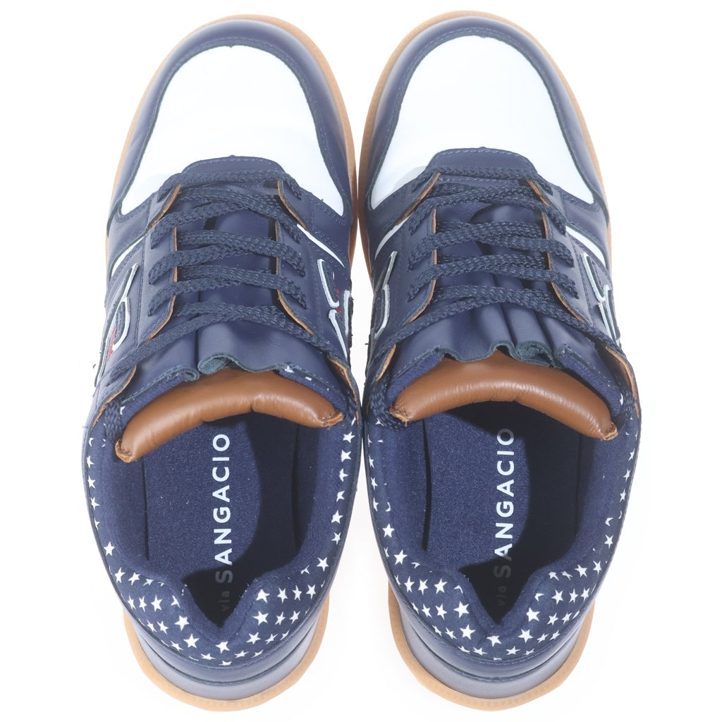 Sangacio(サンガッチョ) にゅ YORK COM にゅーず レザー ローカットスニーカー ネイビー US10/28cm