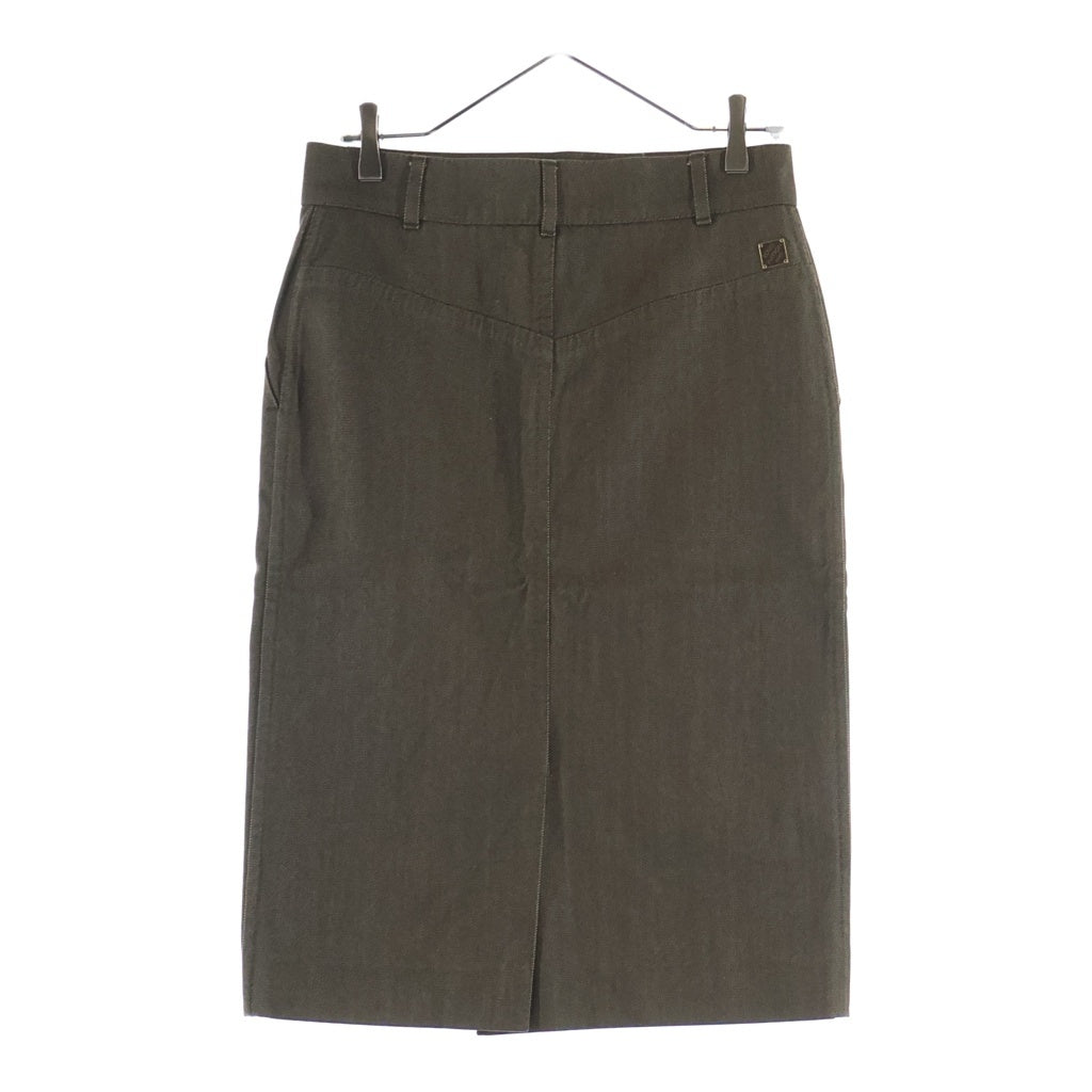 LOUIS VUITTON(ルイヴィトン) Logo Plate Wool Mix Skirt プレートロゴ ウール混 デニムスカート ベージュ レディース