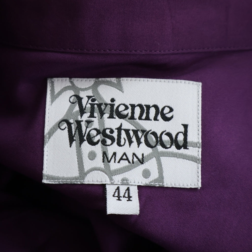 Vivienne Westwood(ヴィヴィアンウエストウッド) フロント オーブロゴ エンブロイダリー ボタン 長袖 シャツ パープル