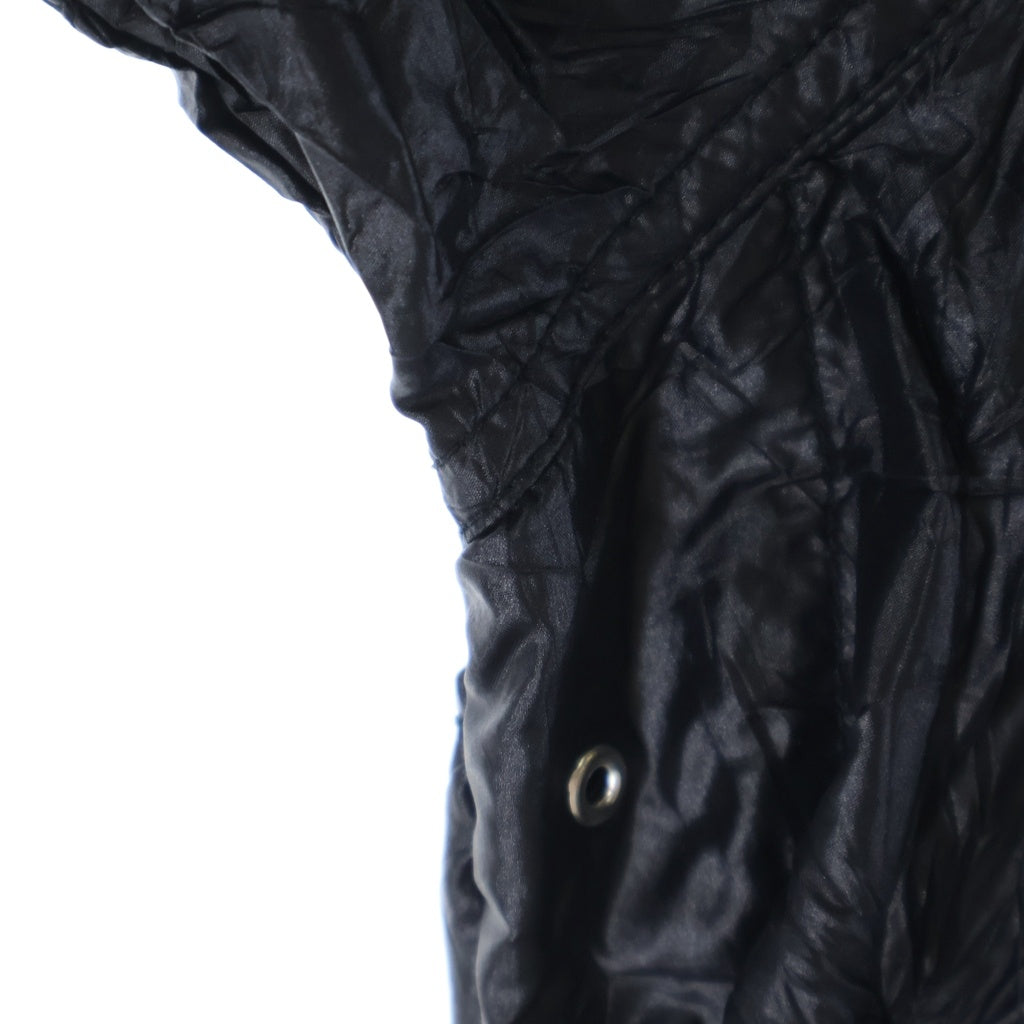 STUSSY(ステューシー) 24SS Beach Shell Wrinkled Nylon Jacket ビーチシェル シワ加工 フロントロゴプリント ナイロン ジップアップ フーデッド ジャケット ブラック