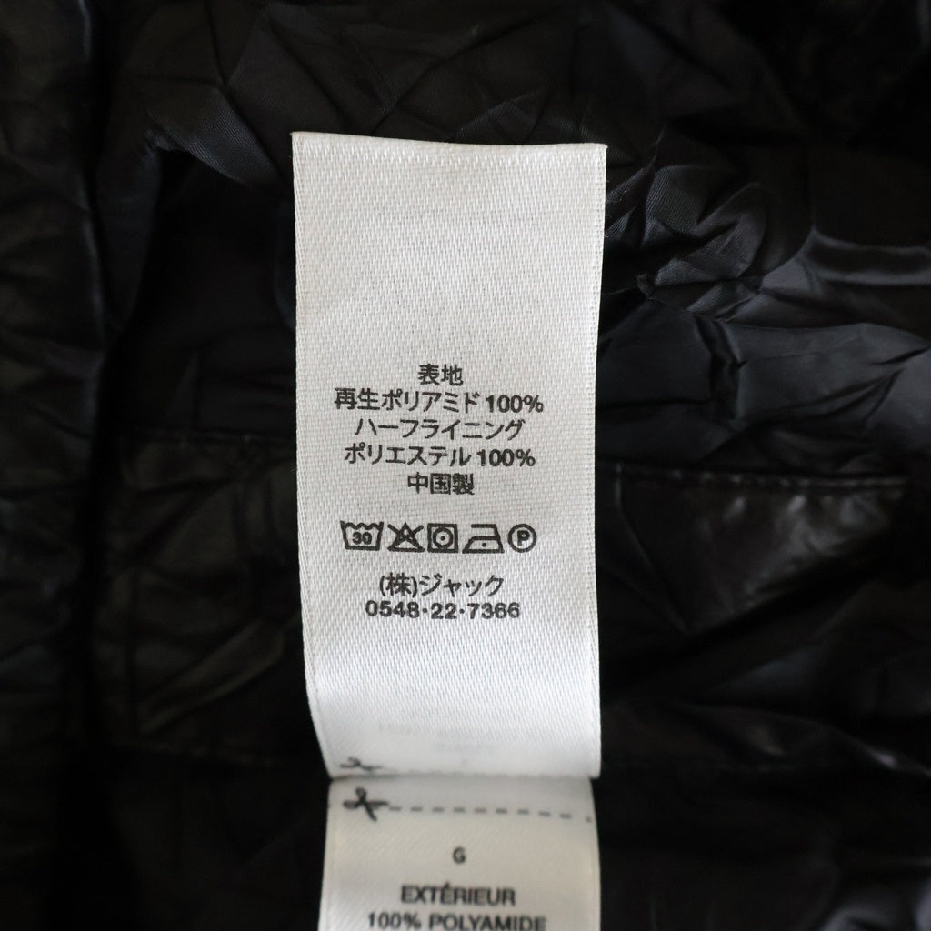 STUSSY(ステューシー) 24SS Beach Shell Wrinkled Nylon Jacket ビーチシェル シワ加工 フロントロゴプリント ナイロン ジップアップ フーデッド ジャケット ブラック