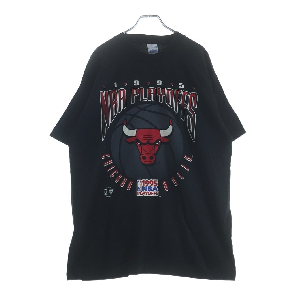 VINTAGE(ヴィンテージ) 90s CHICAGO BULLS NBA PLAYOFFS フロントプリント 半袖Tシャツ カットソー ブラック