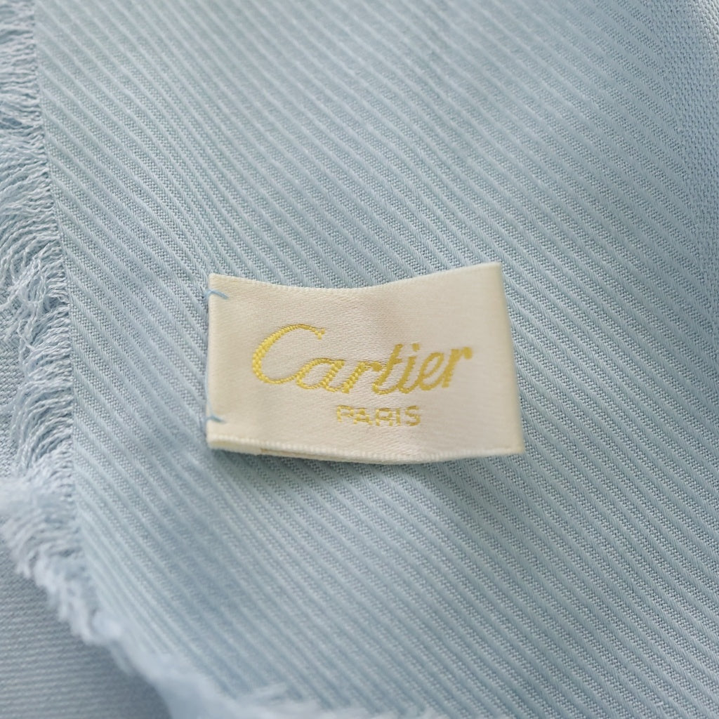 Cartier(カルティエ) ロゴ刺繍 シルクストール ライトブルー レディース