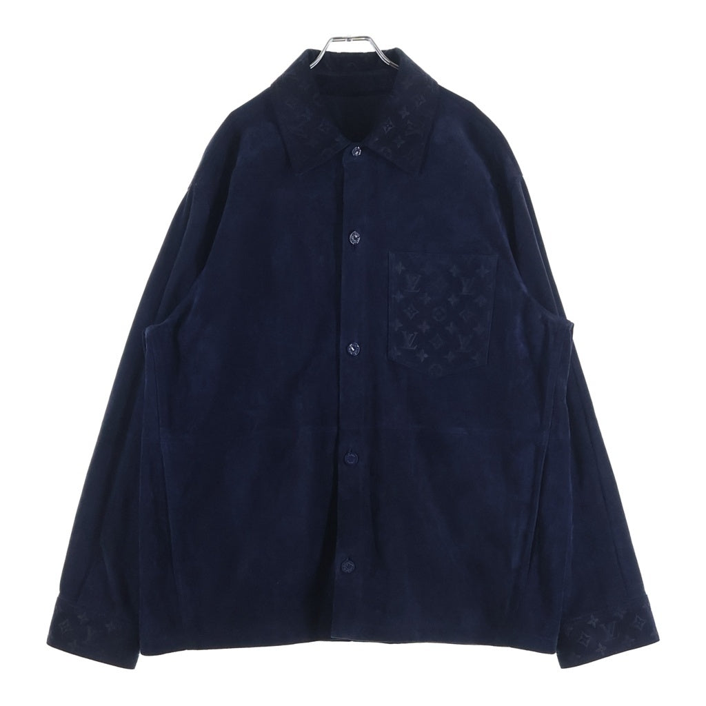LOUIS VUITTON(ルイヴィトン) 23AW モノグラム型押し 切替 スエードレザー シャツジャケット ブルゾン ネイビー RM232Q ZA0 HPL40E