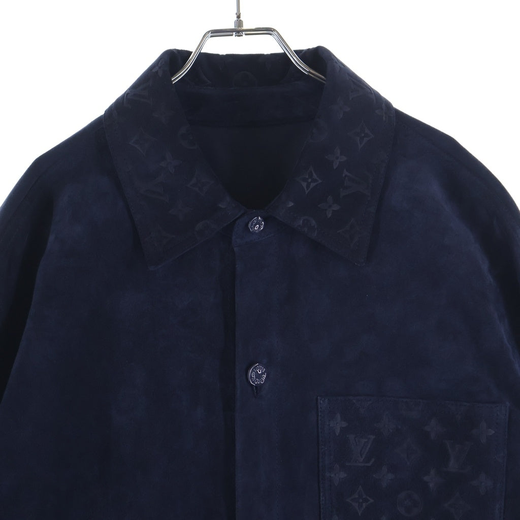 LOUIS VUITTON(ルイヴィトン) 23AW モノグラム型押し 切替 スエードレザー シャツジャケット ブルゾン ネイビー RM232Q ZA0 HPL40E