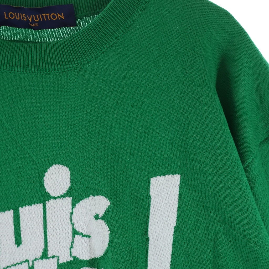 LOUIS VUITTON(ルイヴィトン) 21AW Everyday LV Crewneck フロントロゴ刺繍 クルーネック ニット 半袖Tシャツ カットソー グリーン 1A971G