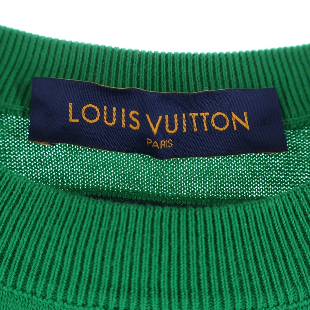 LOUIS VUITTON(ルイヴィトン) 21AW Everyday LV Crewneck フロントロゴ刺繍 クルーネック ニット 半袖Tシャツ カットソー グリーン 1A971G