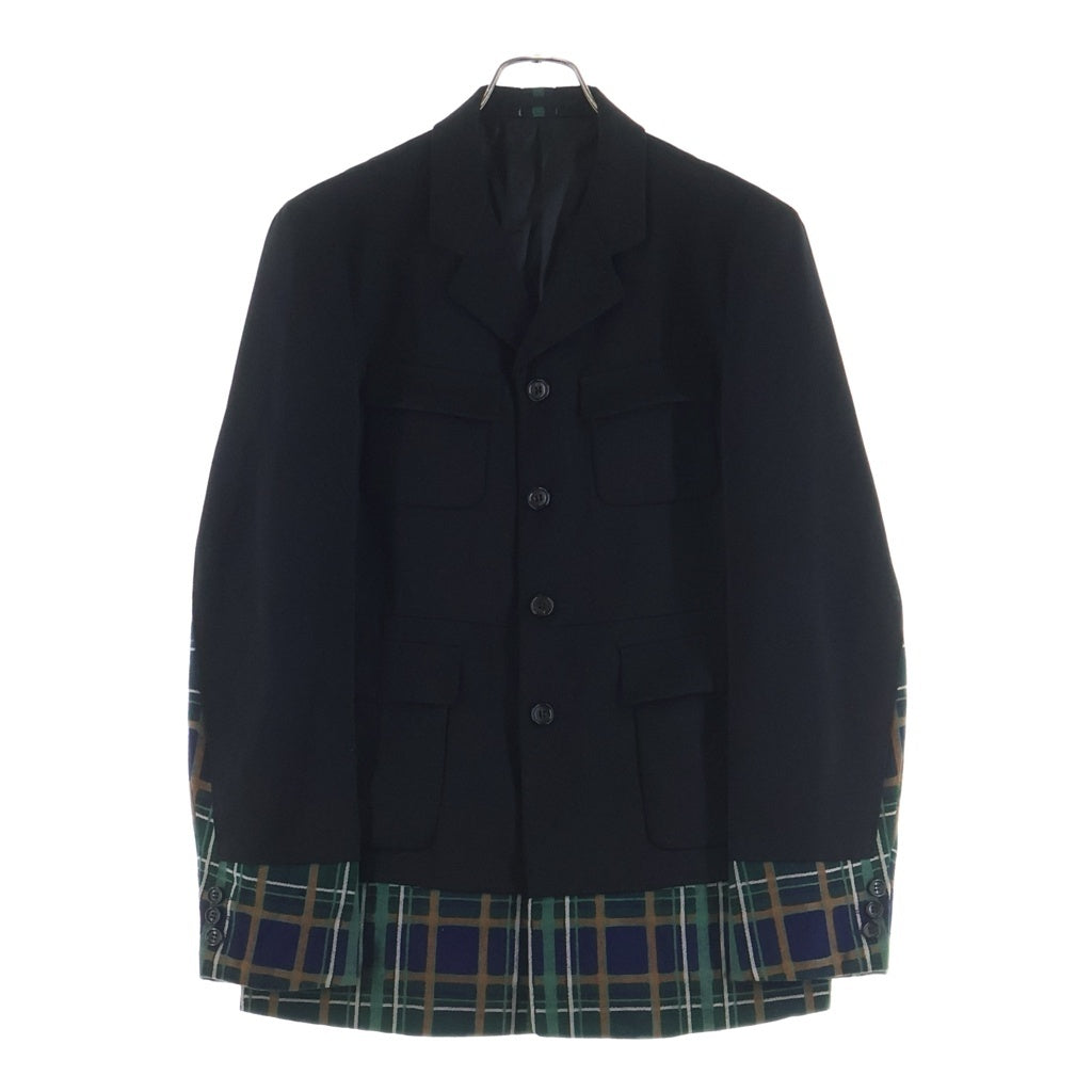 COMME des GARCONS HOMME PLUS(コムデギャルソンオムプリュス) 00AW ドッキングロック期 チェック切替 再構築 4B ウール テーラード ジャケット ブラック PJ-04042