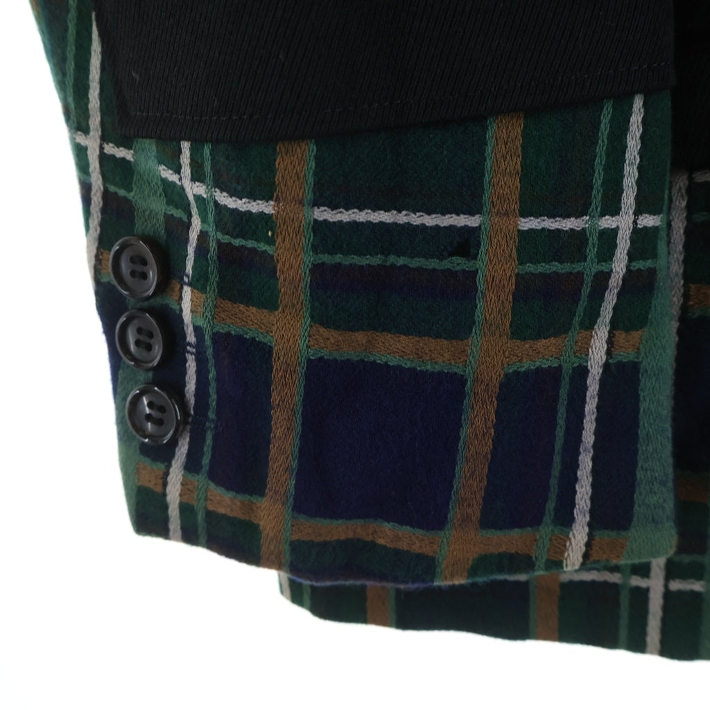 COMME des GARCONS HOMME PLUS(コムデギャルソンオムプリュス) 00AW ドッキングロック期 チェック切替 再構築 4B ウール テーラード ジャケット ブラック PJ-04042