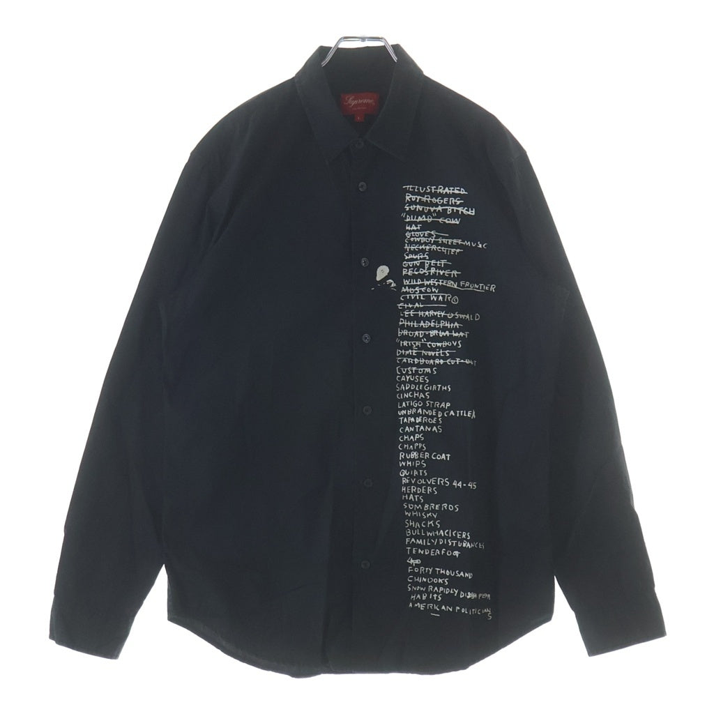 SUPREME(シュプリーム) 13AW Basquiat Notes LIS Shirt グラフィックプリント長袖シャツブラック