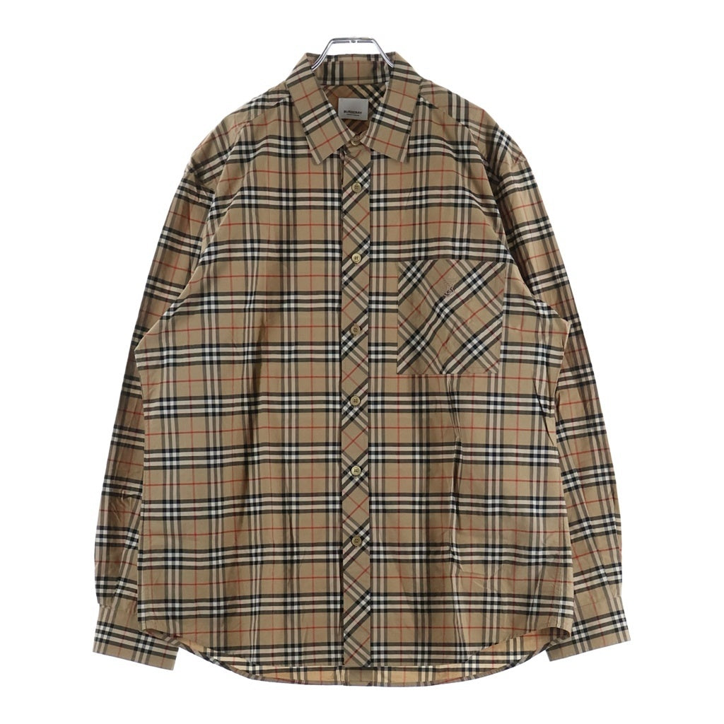 BURBERRY(バーバリー) TB Logo Embroidery L/S Shirts ロゴ刺繍 ノバチェックシャツ ベージュ