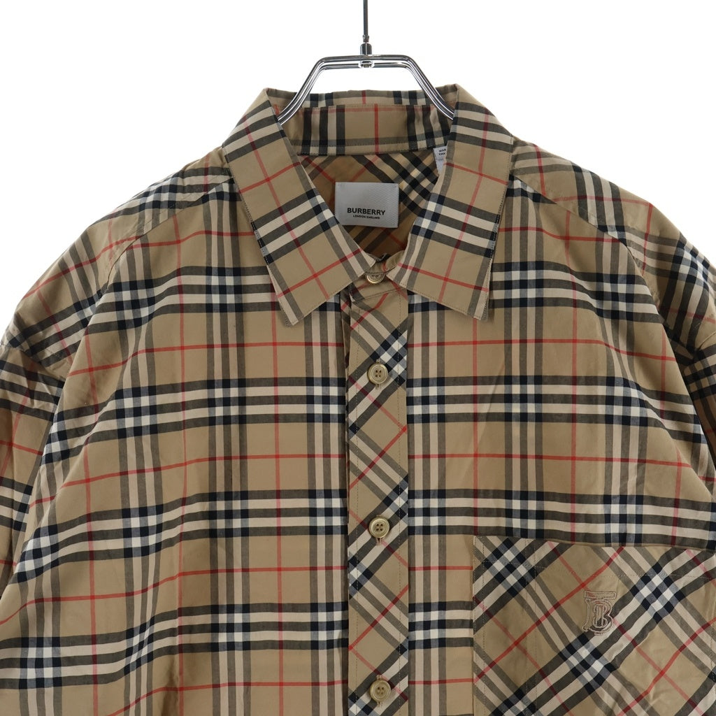 BURBERRY(バーバリー) TB Logo Embroidery L/S Shirts ロゴ刺繍 ノバチェックシャツ ベージュ