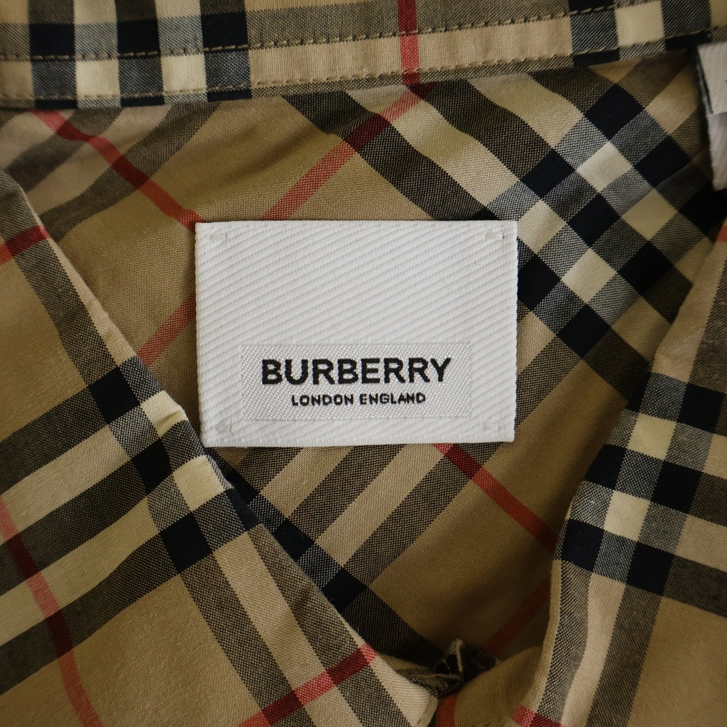 BURBERRY(バーバリー) TB Logo Embroidery L/S Shirts ロゴ刺繍 ノバチェックシャツ ベージュ