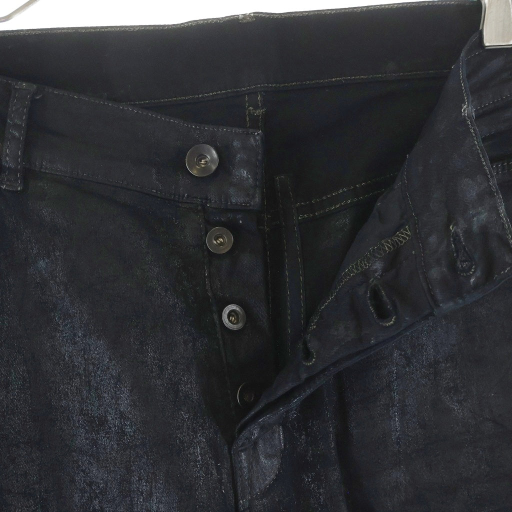 Rick Owens DRKSHDW(リックオウエンス ダークシャドウ) 15SS Detroit Cut Trousers デトロイトカットトラウザーズ コーティング加工 ボタンフライ スリムストレート デニムパンツ DU15S9350-SBS